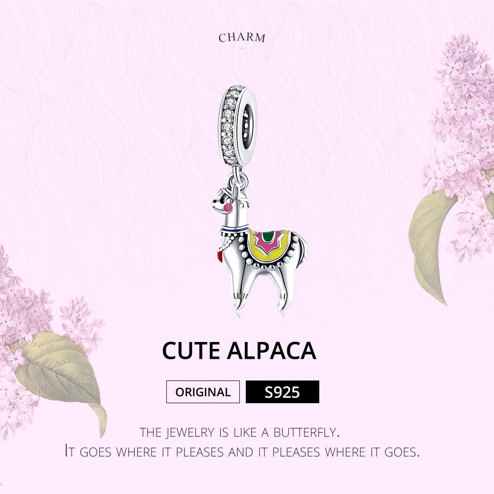 925 Sterling Silver Adorable Alpaca Pendant For Diy Bracelets & Necklaces