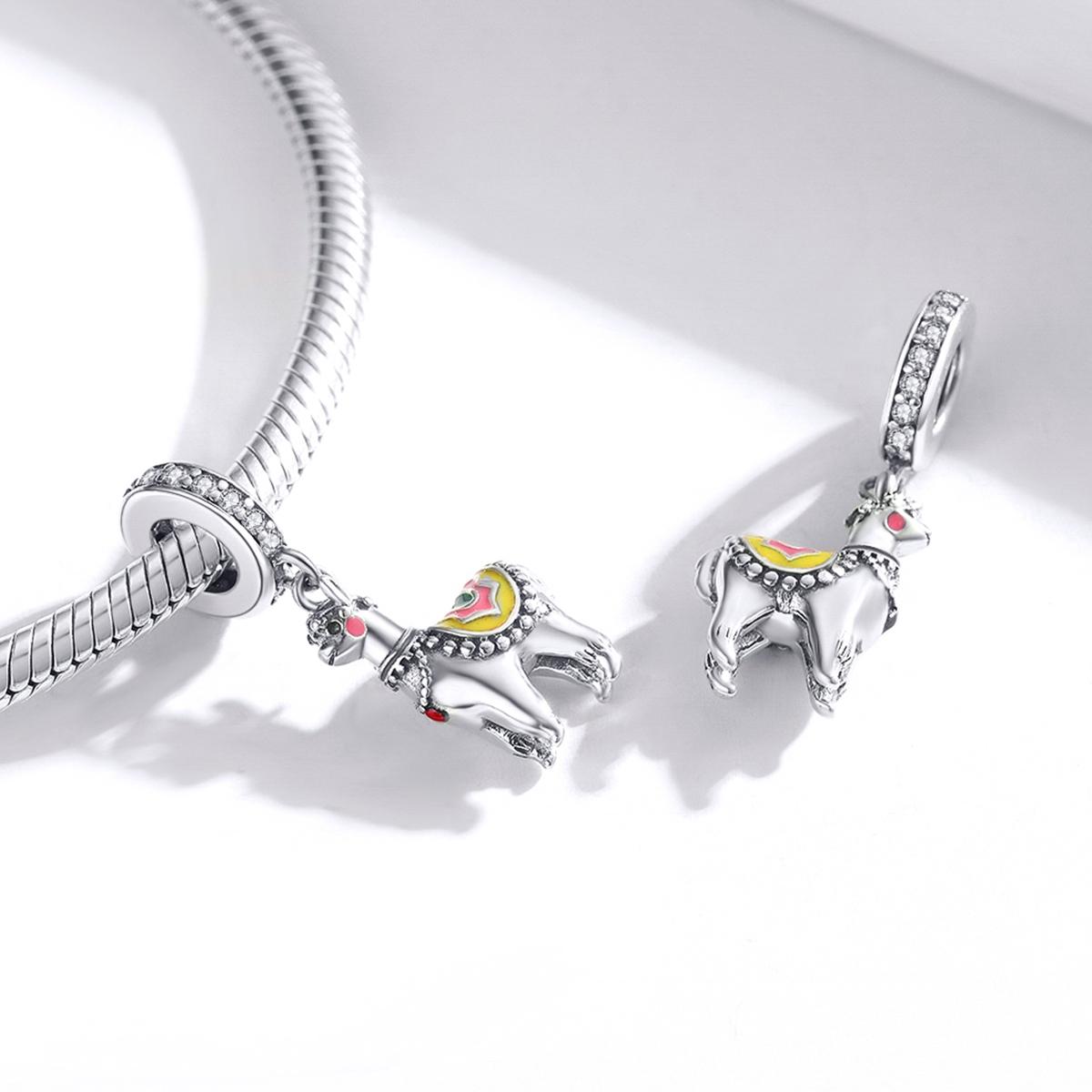 925 Sterling Silver Adorable Alpaca Pendant For Diy Bracelets & Necklaces