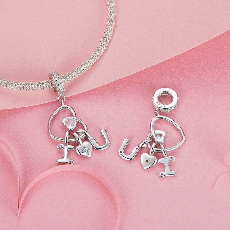 925 Sterling Silver Platinum Plated Love Letter Pendant