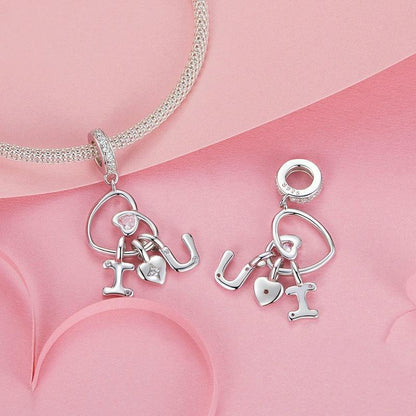 925 Sterling Silver Platinum Plated Love Letter Pendant