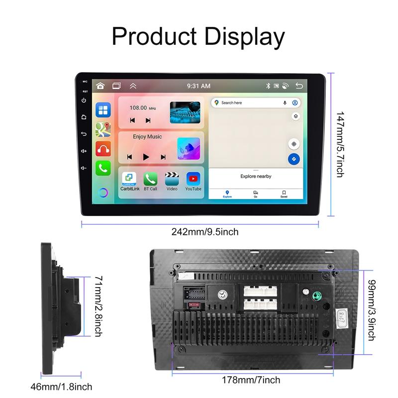 10.1 Inch Android 13.0 Carplay Navigation Monitor - Standard