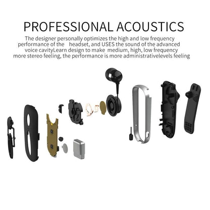 Wireless Bluetooth Earphone with Vibration Reminder and Clip - Black