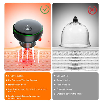 Smart Cupper With Light: Electric Heated Scraping Massage Tool - Black