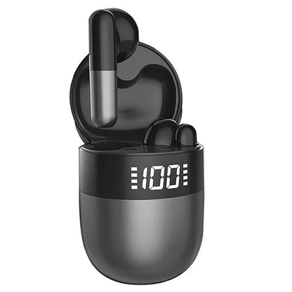 Wireless Bluetooth Earphones with Led Display and Hifi Sound for Sports - Black