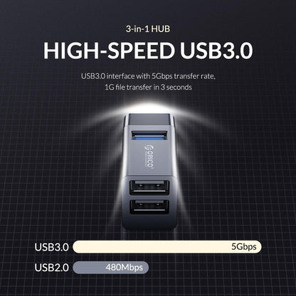 3-In-1 Usb Mini Hub Adapter For Multiple Devices - Black