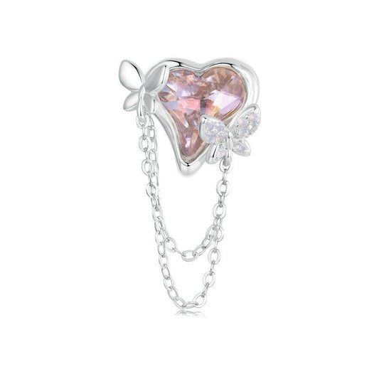 925 Sterling Silver Opal Butterfly Tassel Beads