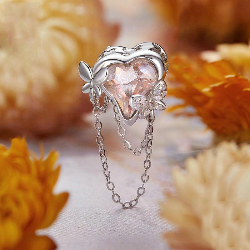 925 Sterling Silver Opal Butterfly Tassel Beads