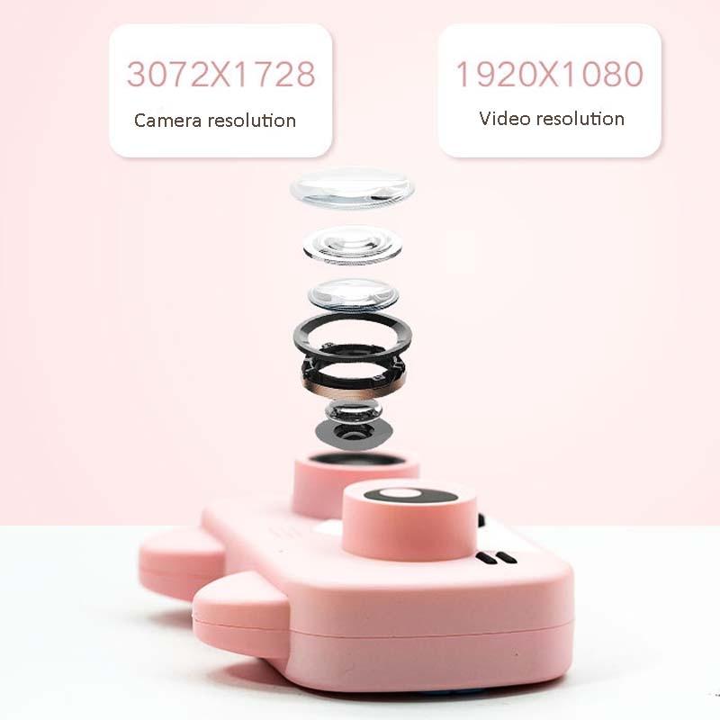 2.0 Hd Screen Wifi Children's Digital Camera with 12mp Cartoon Design and Fun Photography - 2 Screen Wifi Cartoon Design Fun Photography - Pink