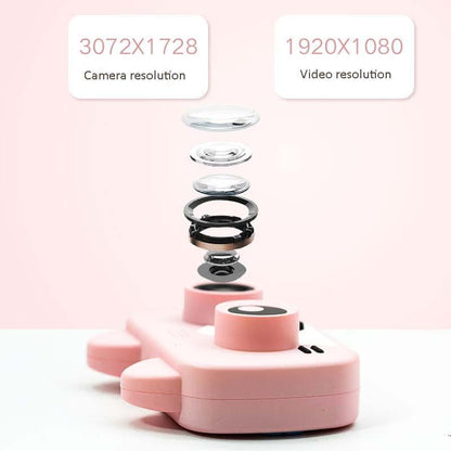 2.0 Hd Screen Wifi Children's Digital Camera with 12mp Cartoon Design and Fun Photography - 2 Screen Wifi Cartoon Design Fun Photography - Pink