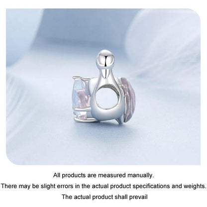 925 Sterling Silver Platinum Plated Pink Swan Rose Diy Beads