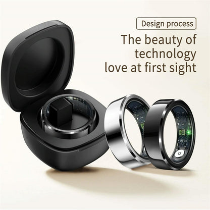 Smart Ring With Heart Rate Blood Oxygen And Sleep Monitoring - R6 Size 8 - Black