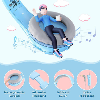 Kids Wired Over-Ear Earphone With Mic 1.5M - Blue