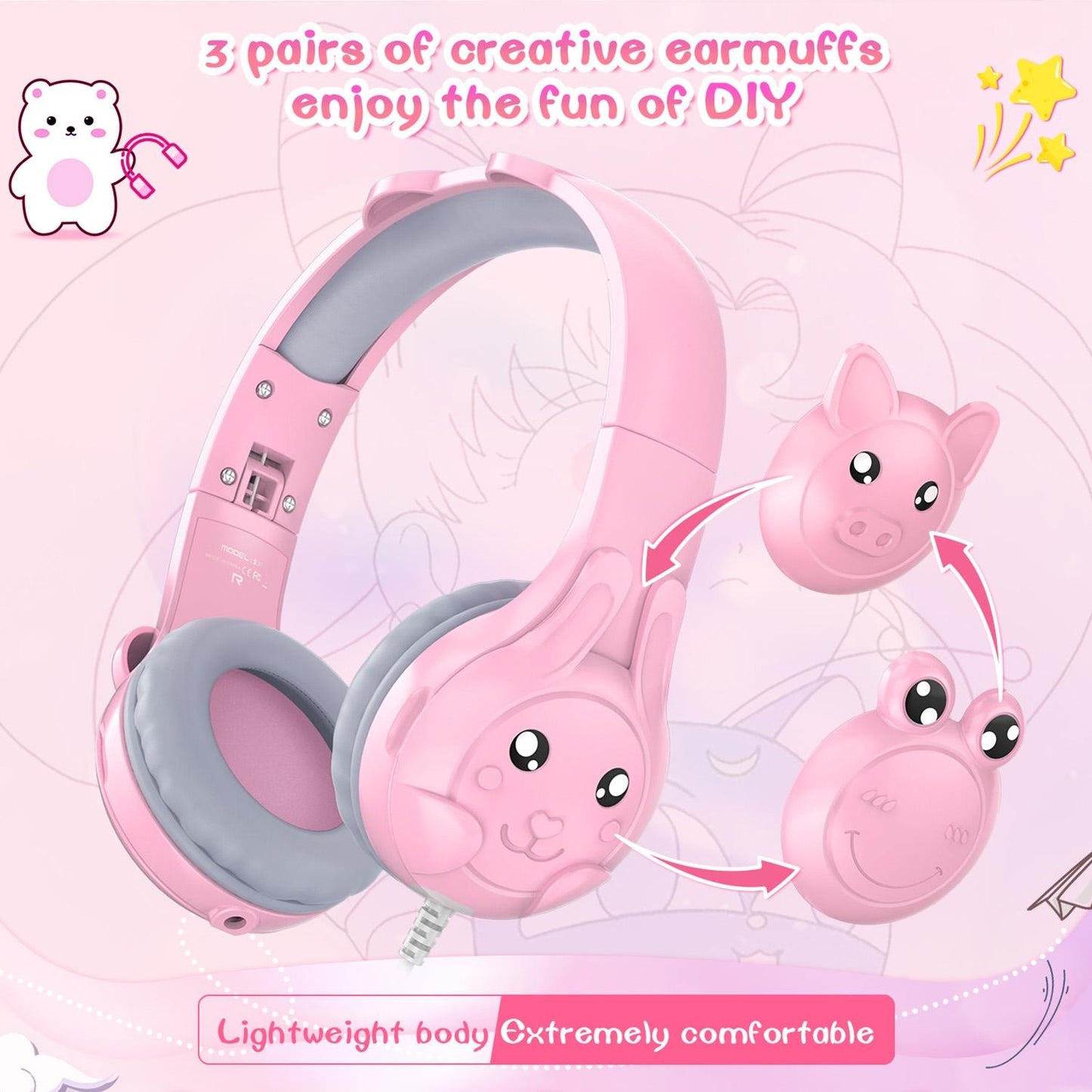 Kids Wired Over-Ear Earphone With Mic 1.5M - Blue