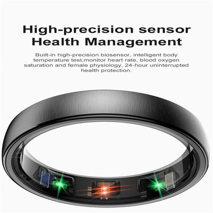 Smart Ring Heart Rate Blood Oxygen Sleep Sports Size 7 - Black