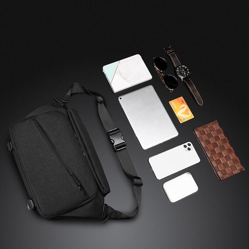 Waterproof Men Messenger Bag With Usb Charging Port Multifunctional Design - Dark Blue