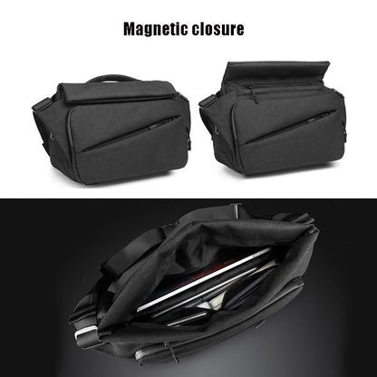 Waterproof Men Messenger Bag With Usb Charging Port Multifunctional Design - Dark Blue