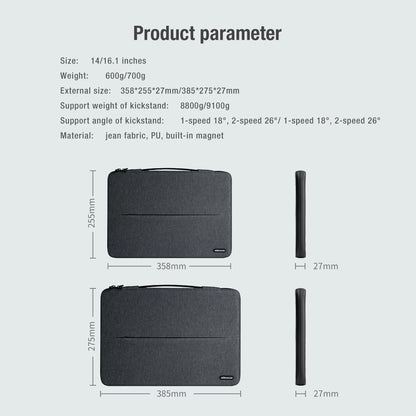 14.0 Inch Commuter Laptop Sleeve - Multifunctional - Dark Gray