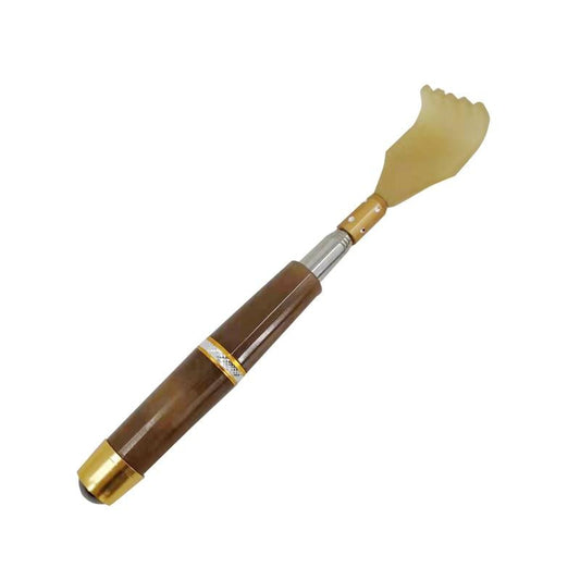 Retractable Back Scratcher With Magnetic Tickler - Brown