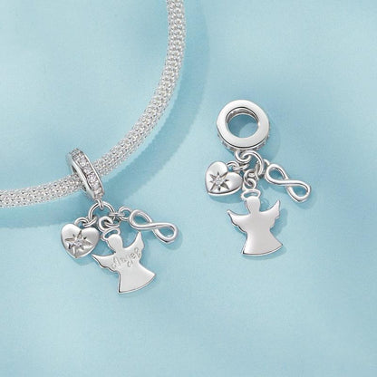 925 Sterling Silver Guardian Angel Good Luck Pendant