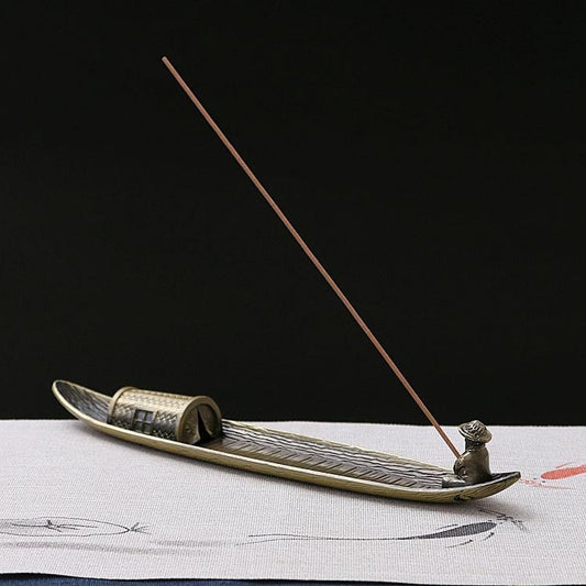 Fisherman Incense Burner With Ash Catcher And Stand - Fishing Boat