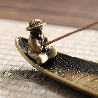 Fisherman Incense Burner With Ash Catcher And Stand - Fishing Boat