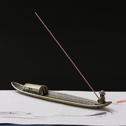 Fisherman Incense Burner With Ash Catcher And Stand - Fishing Boat