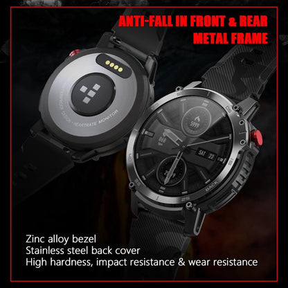 1.6 Inch Round Screen Bluetooth Smart Watch Support Health Monitoring & 24 Sports Modes Black