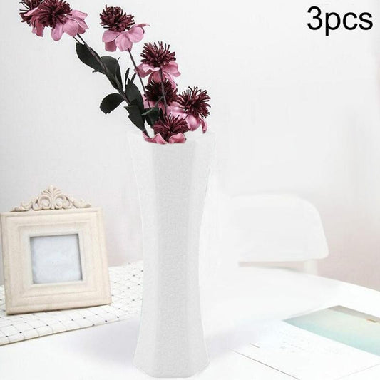 3-Piece Plastic Hydroponic Vase Set For Creative Home Decor - White