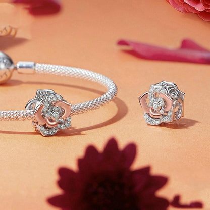 925 Sterling Silver Rose Gold Shining Rose Beads