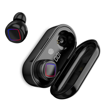 Wireless Fingerprint Touch Earbuds with Led Display and Charging Case - Black