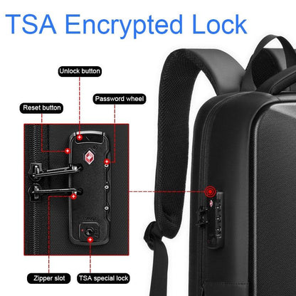 Expandable Usb Laptop Backpack for Business Travel - Black
