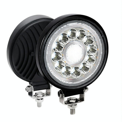 1 Pair 4 Inch Round Double Circle Angel Eye Work Light Black