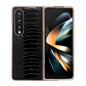 For Samsung Galaxy Z Fold4 5G Genuine Leather Nano Plating Phone Case - Black