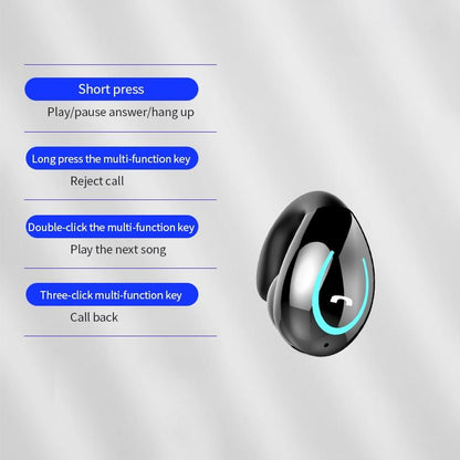 Ultra-light Wireless Earphone with Mic - Bluetooth 5.0 - Ear Clip - Stereo - White