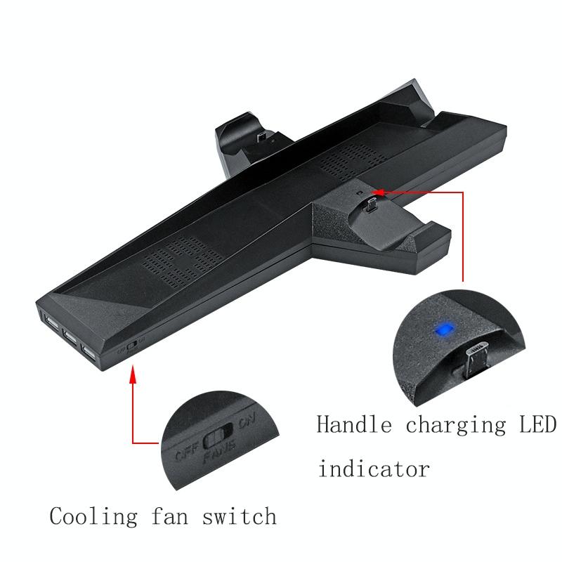 Ps4 Dual Handle Charging Base with Console Radiator - Black