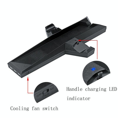 Ps4 Dual Handle Charging Base with Console Radiator - Black