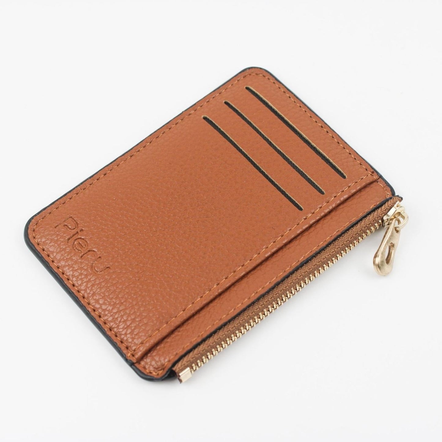 Multi Slot Zipper Card Holder Large Capacity Ultra Thin Coin Purse - Black