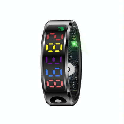 Smart Ring Heart Rate Blood Oxygen Sleep Sports Size 9 - Black