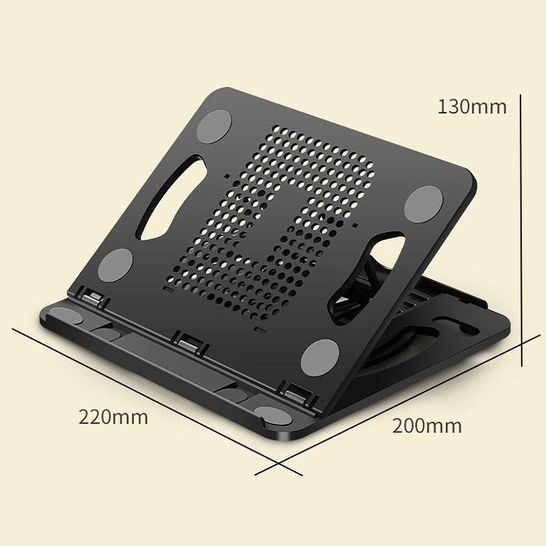 Adjustable Laptop Cooling Stand - Foldable Design - Black