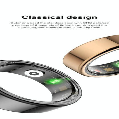 Smart Ring With Heart Rate Blood Oxygen Sleep Monitoring & Sports Modes - Size 9 - Black
