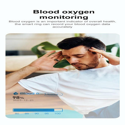 Smart Ring With Heart Rate Blood Oxygen Sleep Monitoring & Sports Modes - Size 9 - Black