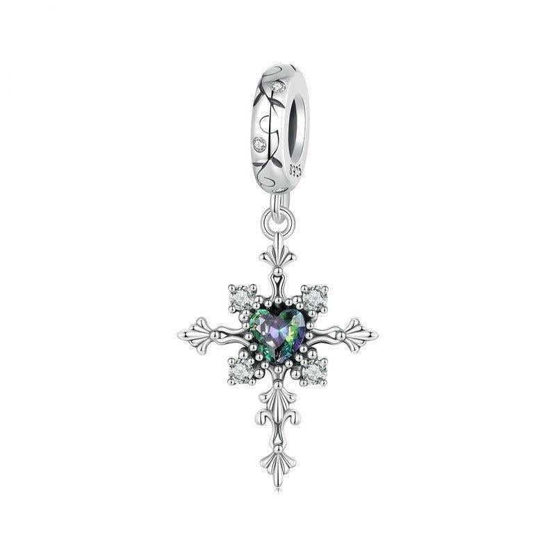 925 Sterling Silver Vintage Cross Love Pendant Beads