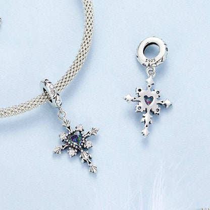 925 Sterling Silver Vintage Cross Love Pendant Beads