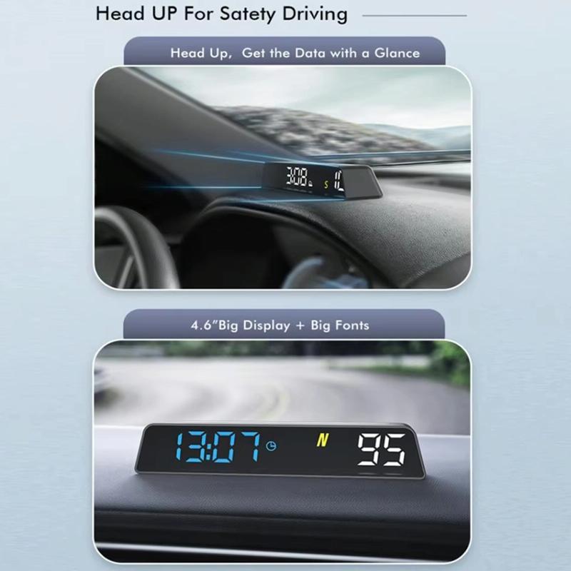 Usb Powered Hd Vehicle Altitude Meter Hud Display - Blue White