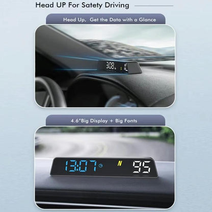 Usb Powered Hd Vehicle Altitude Meter Hud Display - Blue White