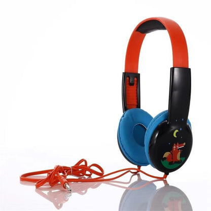 Portable Children'S Wired Headphones - Black Red