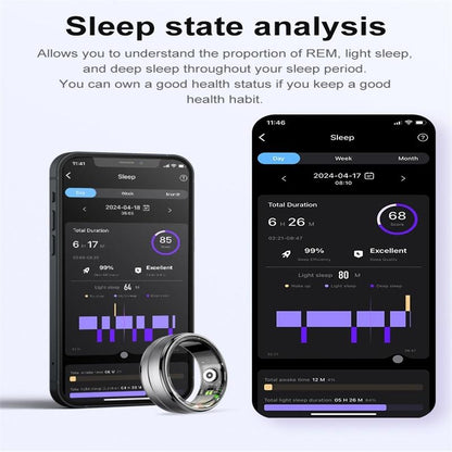 Smart Ring With Heart Rate Blood Oxygen & Sleep Monitoring - Size 10 - Black