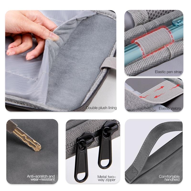 Grey Sheepskin Leather Bag for 9.7-11 Inch Laptops - Portable and Stylish