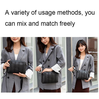 Multifunctional Double Layer Woven Handbag - Woven