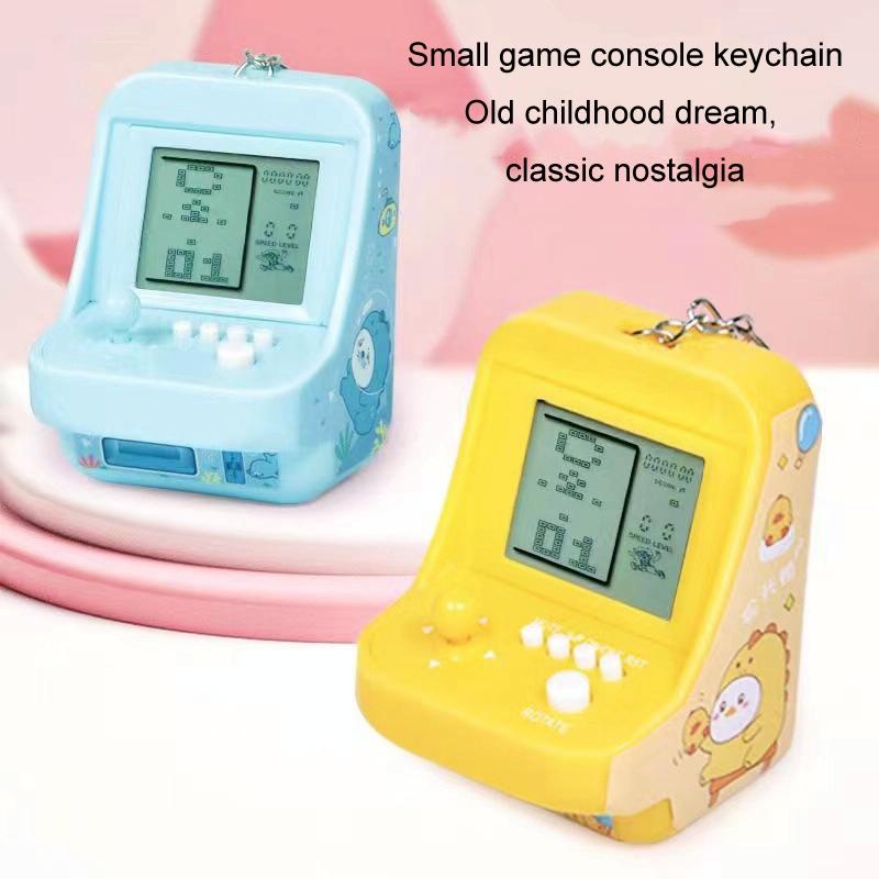 Mini Arcade Game Keychain - Portable Building Block Toy - Pink